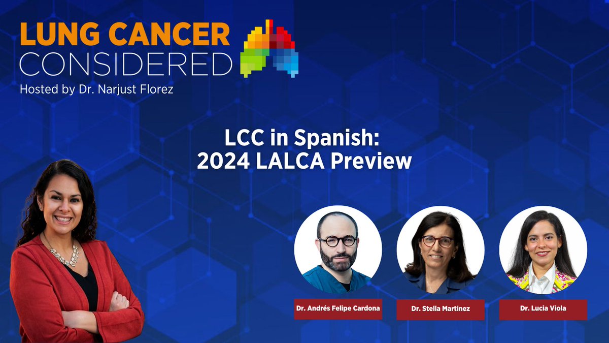 Host <a href="/NarjustFlorezMD/">Narjust Florez, MD, FASCO</a> previews the #LALCA24 Meeting w/co-chairs <a href="/LuciaViola9/">Lucia Viola MD</a>, from <a href="/Neumologica/">Fundación Neumológica Colombiana</a>, <a href="/AndresFCardonaZ/">Andres F. Cardona</a>, from the Luis Carlos Sarmiento Angulo Cancer Treatment &amp; Research Center, &amp; Dr. Stella Martinez, from El Bosque University in Bogotá. Listen: bit.ly/LALCA24Prev