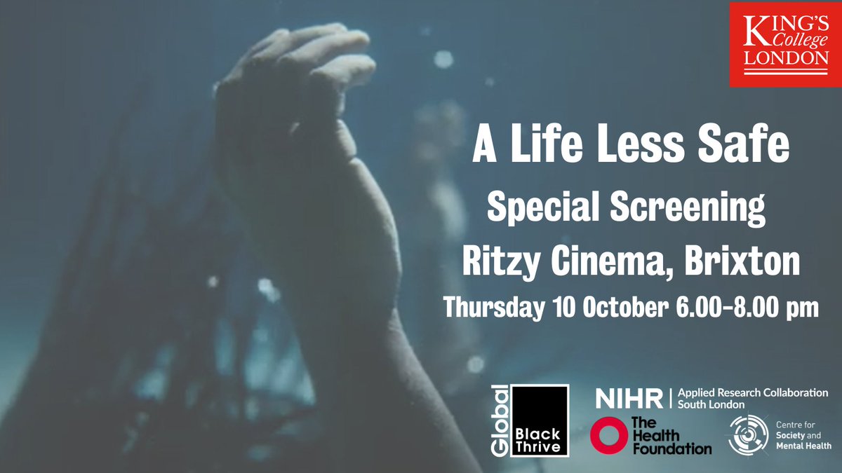 On #WorldMentalHealthDay and for #BlackHistoryMonth2024  there will be a screening of the powerful film 'A Life Less Safe' depicting how #COVID19 exacerbated ethnic health inequalities in adults with mental physical health conditions.  
kcl.ac.uk/events/a-life-…
