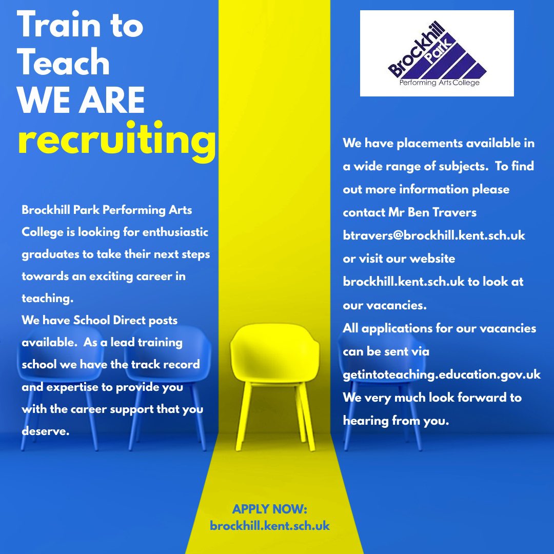 Train to teach with us. If you are looking for a new challenge in a fulfilling career then apply now. #teambrockhill