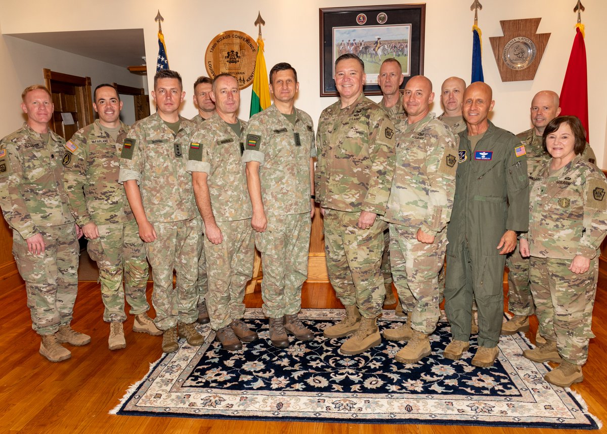Honored to welcome <a href="/LTU_Army/">Lithuanian_Armed_Forces</a>’s new Chief of Defense, GEN Raimundas Vaikšnoras to <a href="/PANationalGuard/">Pennsylvania National Guard</a> headquarters. Our 30+ year partnership continues to grow through collaboration. We are #StrongerTogether Ginklo Broliai!