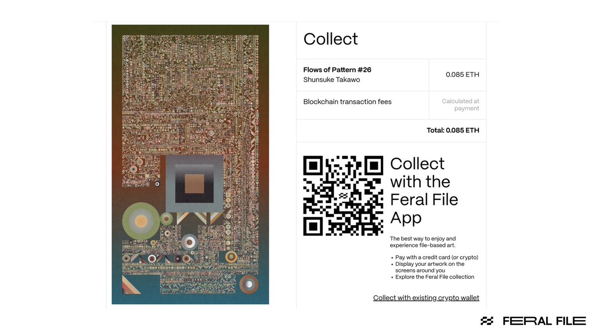 Feral File (@feralfile) on Twitter photo ๐จIMPORTANT COLLECTING INFO๐จ
Collecting for ๐๐ข๐ต๐ต๐ฆ๐ณ๐ฏ๐ด ๐ฐ๐ง ๐๐ญ๐ฐ๐ธ individual artworks opens on feralfile.com at 16:00 UTC (12pm ET) Wednesday! Details on pricing and new collecting UI are below. ๐งต
Collect works by:
@Takawo
<a href="/Sko_hr/">Saeko Ehara / Artist and VJ</a>ย
@Satoshi_Aizawa
<a href="/KZ_LAB_E/">Kazu</a> ๐จIMPORTANT COLLECTING INFO๐จ
Collecting for ๐๐ข๐ต๐ต๐ฆ๐ณ๐ฏ๐ด ๐ฐ๐ง ๐๐ญ๐ฐ๐ธ individual artworks opens on feralfile.com at 16:00 UTC (12pm ET) Wednesday! Details on pricing and new collecting UI are below. ๐งต
Collect works by:
@Takawo
<a href="/Sko_hr/">Saeko Ehara / Artist and VJ</a>ย
@Satoshi_Aizawa
<a href="/KZ_LAB_E/">Kazu</a>