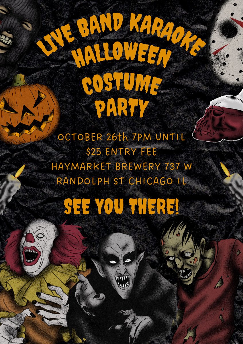 No Halloween plans ? We got you covered with our Live Band Karaoke Halloween Costume Party OCT 26th grab your Tix now only $25 eventbrite.com/e/live-band-ka…