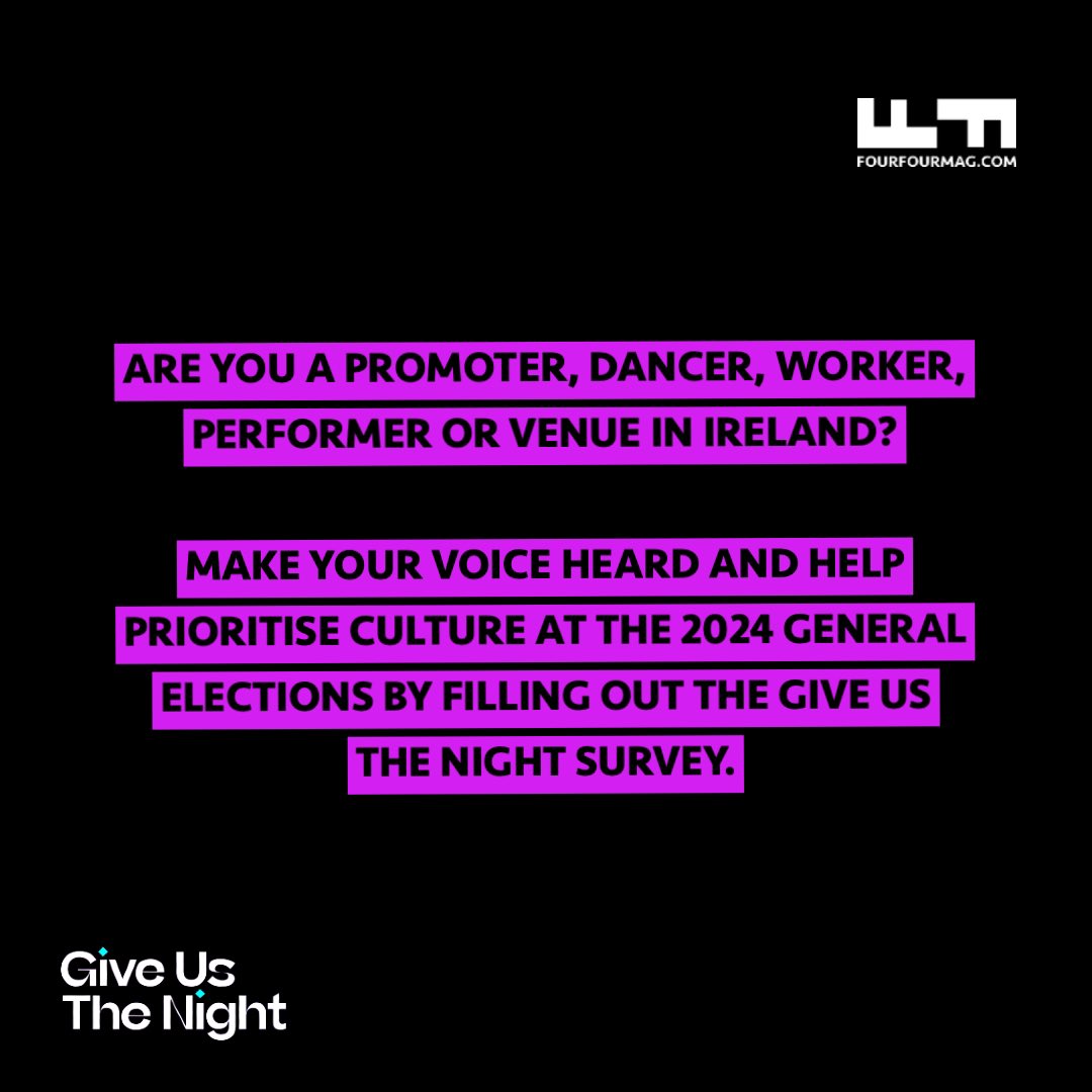 Take part in Give Us The Night’s Irish Nightclub Survey to help shape the conversation around our licensing laws when it comes to discussing government policy. Have your say / let’s try make a change.

Please enter and RT 
bit.ly/3TQ4fQw