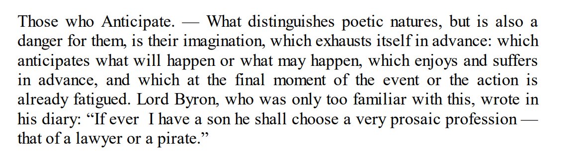 Nietzsche explains why Lord Byron, one of the greatest poets of all time, wanted his son to be a boring lawyer
