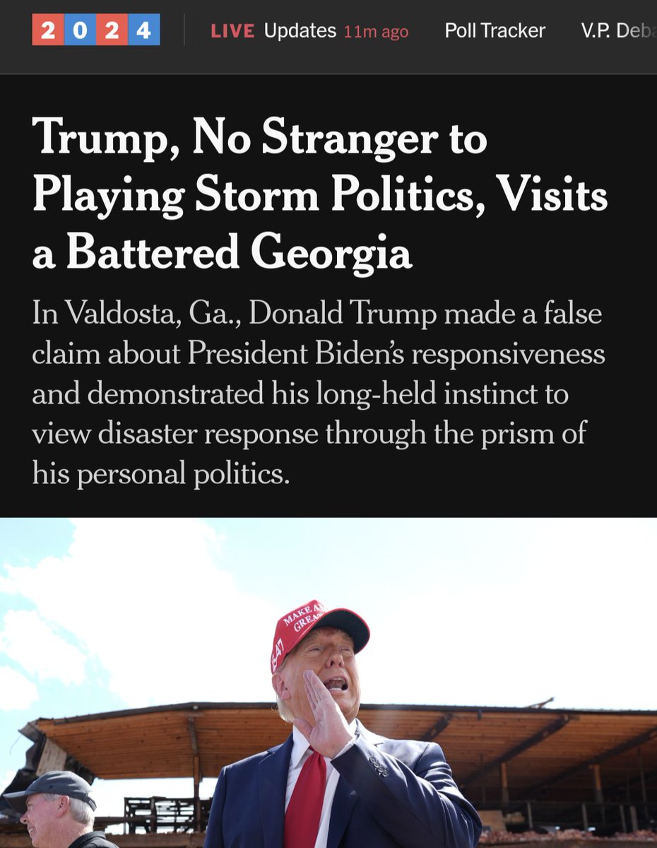 Citizen54S's tweet image. I get the importance of neutral language in headlines, but here I believe the NYT has gone overboard. The story is about Trump's "elaborate lie" regarding Kemp and Biden, but the headline, at best, vaguely hints at that.