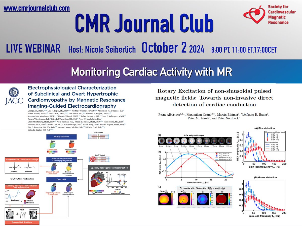 Nicole Seiberlich ☮️ (@mrinicole) on Twitter photo Join us for our next CMR Journal Club: Monitoring Cardiac Activity with CMR!! Oct 2 @ 8:00 (PT) / 11:00 (ET) / 16:00 (UK) / 17:00 (CET) cmrjournalclub.com
<a href="/mgwfriedrich/">Matthias Friedrich</a> Join us for our next CMR Journal Club: Monitoring Cardiac Activity with CMR!! Oct 2 @ 8:00 (PT) / 11:00 (ET) / 16:00 (UK) / 17:00 (CET) cmrjournalclub.com
<a href="/mgwfriedrich/">Matthias Friedrich</a>