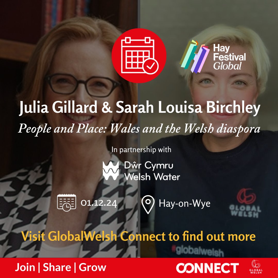 ❄️ HAY FESTIVAL: JULIA GILLARD X SARAH LOUISA BIRCHLEY 🏴󠁧󠁢󠁷󠁬󠁳󠁿 

This event is sponsored by Dŵr Cymru and delivered in partnership with GlobalWelsh

Get your tickets here &gt;&gt; bit.ly/3Blqyag

#WeAreTheGlobalWelsh #WelshDiaspora #Wales #HayFestivalWinterWeekend #JuliaGillard