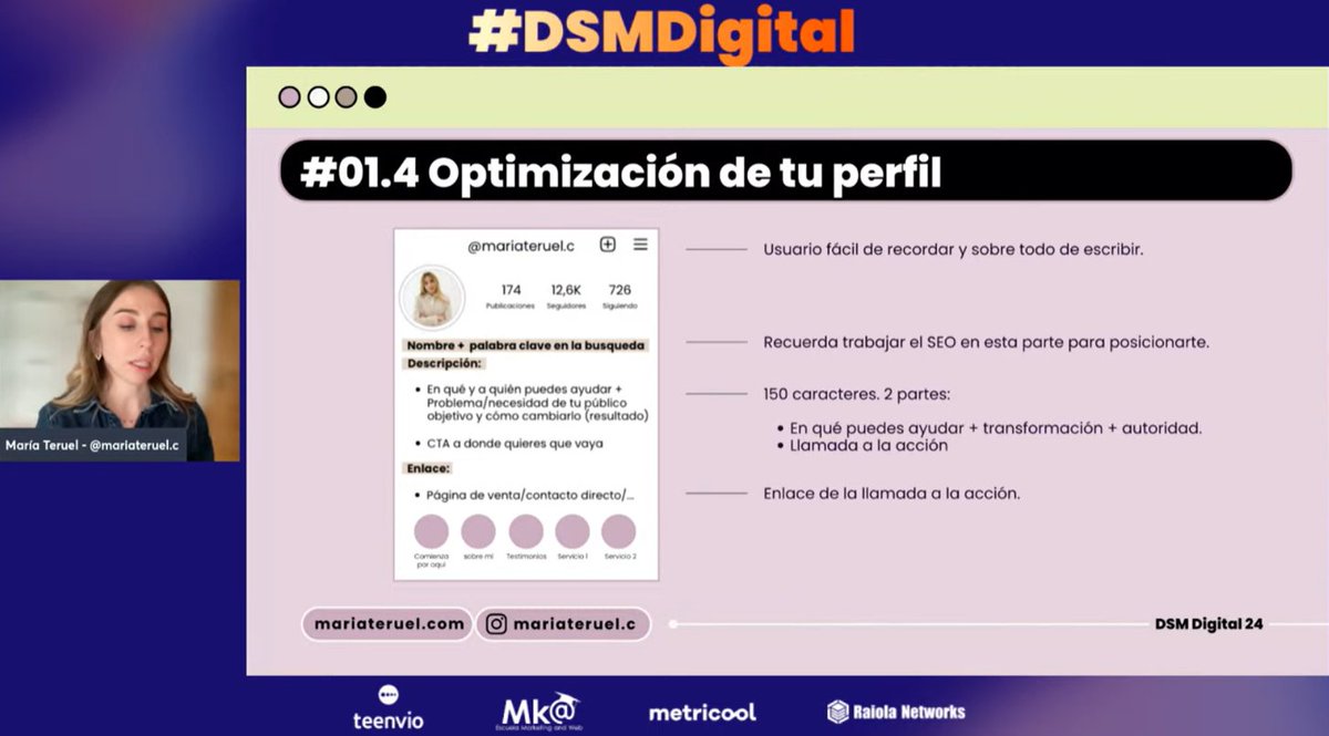 "Nuestra bio en redes sociales es nuestra carta de presentación"👤 <a href="/mariateruelc/">María Teruel</a> #DSMDIGITAL 

<a href="/escuelamktweb/">Escuela Marketing and Web 🎓</a>