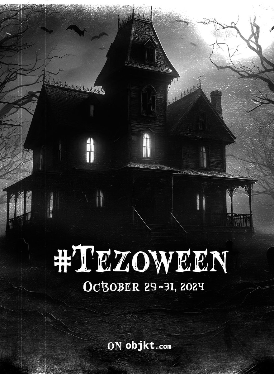 #Tezoween is kicking-off on October 29th and goes through October 31st on <a href="/objktcom/">objkt.com</a> 👻🎃. 

Event details: 
Editions - 3 $xtz 
(regular or open edition)
1/1’s - Artist’s choice

See comments for rest of the details
#tezos #nftcommunity #nfts