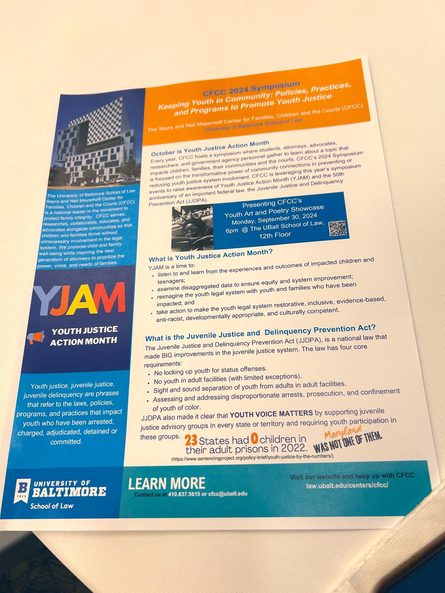 Choice_Program's tweet photo. Rysing Youth leaders Marcus and Alysha lead the art and poetry showcase at the CFCC Symposium at @ubaltlaw.  What a great way to kickoff #YJAM @ubalt_ccjr @UBaltLawCFCC https://t.co/VWMvrDxX0o