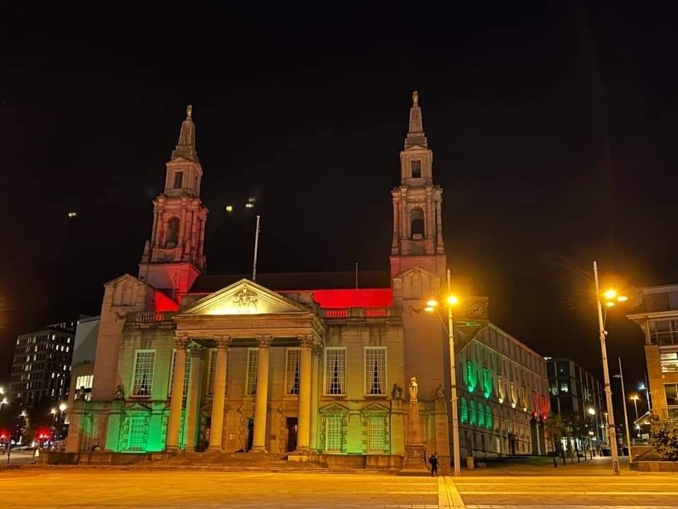 Tonight civic buildings will be lit up yellow, red &amp; green  to mark the start of #BlackHistoryMonth2024 The month is a chance to reflect, learn  &amp; celebrate achievements of black communities in Leeds &amp; beyond &amp; I look forward to reaching out &amp; speaking to as many as possible