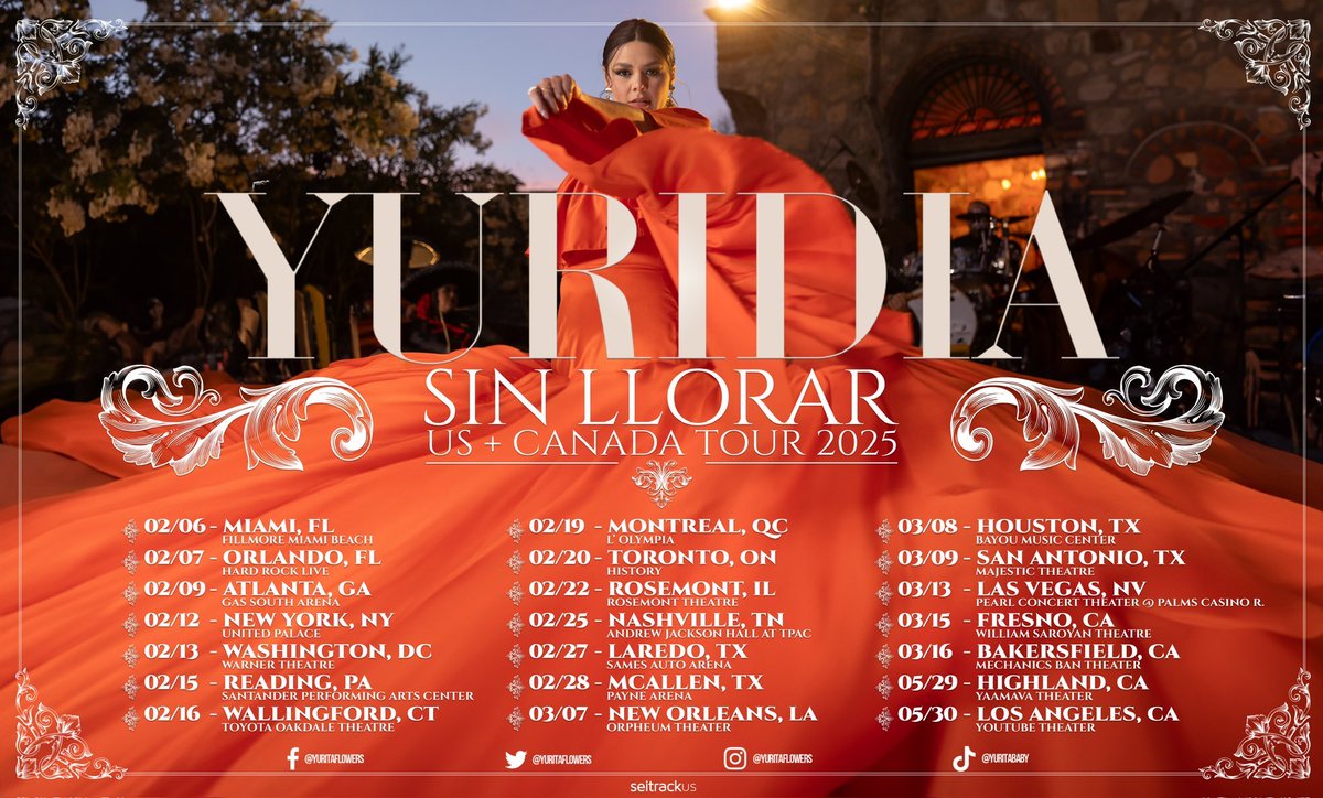 YuridiaMusic's tweet image. #SinLlorar Tour 2025 🇺🇸 🇨🇦