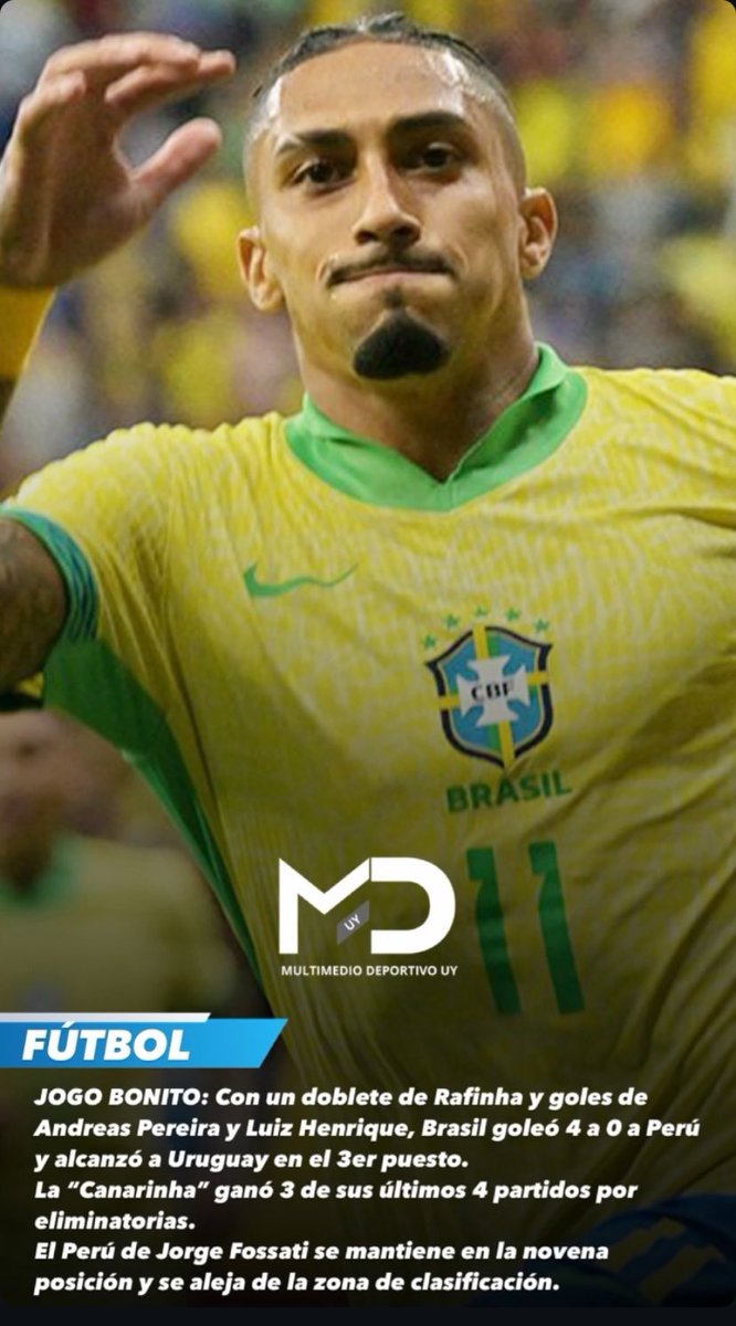 JOGO BONITO: Brasil goleó a Perú y alcanzó a Uruguay en la tercera posición.