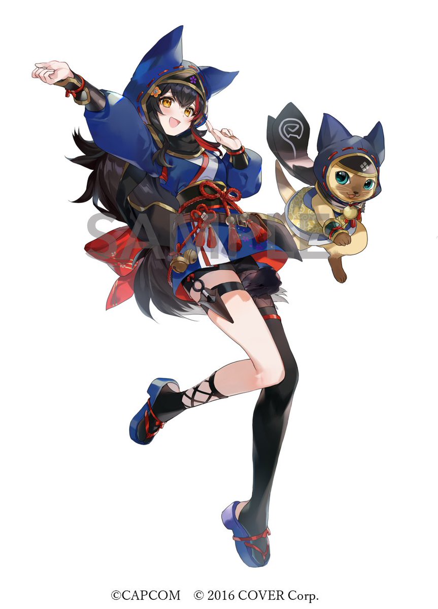 🐾#モンハン × #ホロライブ🐾
　🐾コラボイラスト紹介🐾

大神ミオ×カムラネコ装備アイルー

アイルー装備はご本人に選んでいただきました❕🌲

展開店舗など、詳しくはこちら👇
capcom.co.jp/amusement/mons…

#モンスターハンター #ホロライブとオトモ