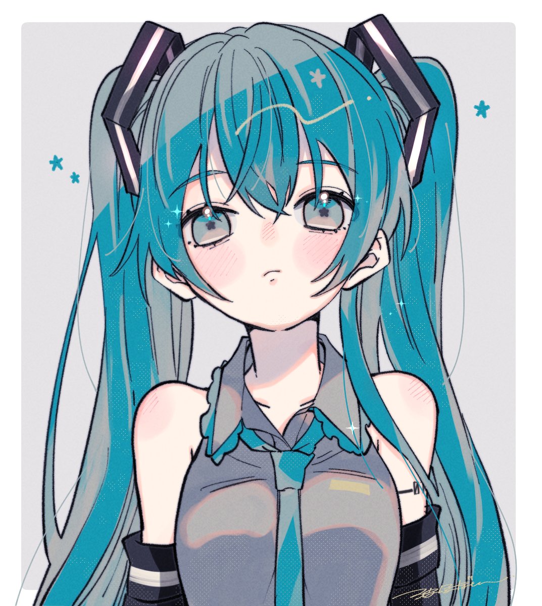 初音ミク「#初音ミク 」|波風ぼんのイラスト
