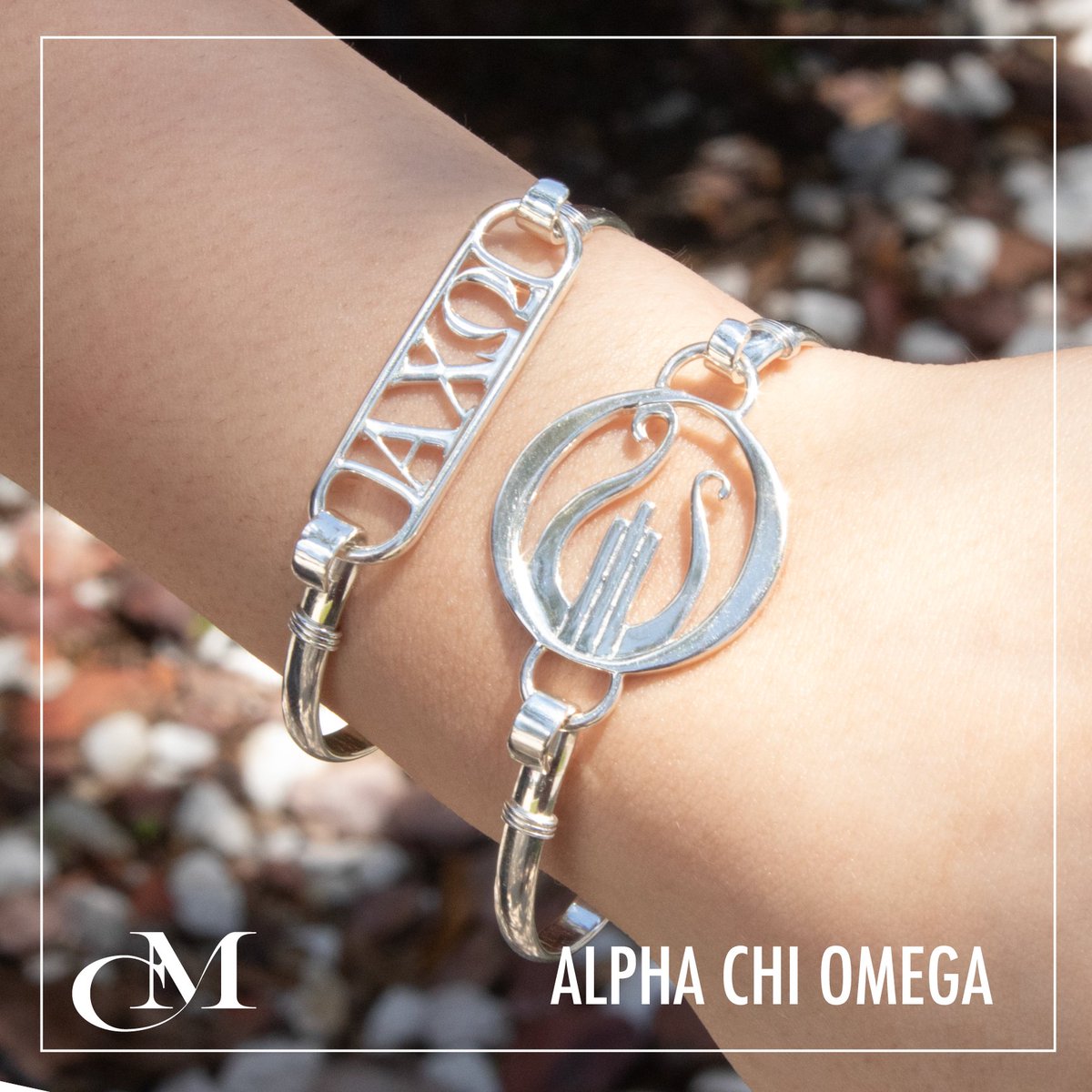 Celebrating this day when 139 years ago, the beloved <a href="/AlphaChiOmegaHQ/">Alpha Chi Omega</a> sisterhood was formed. We celebrate with 2 pieces in sterling silver, 1 with their iconic lyre, &amp; the framed letter bar with their letters symbolizing #RealStrongWomen. Available today!

#AXO #AXO1885 #AChiO