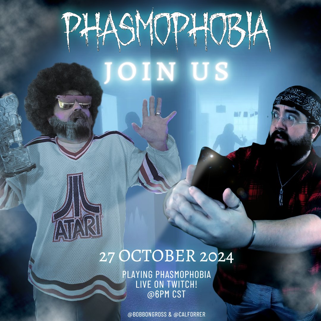 I'd be honored if you joined <a href="/BobBongRoss/">Bob Bong Ross</a> and I on October 27th @ 6pm CST for our Halloween collab stream! We'll both be live on Twitch in COSTUME playing Phasmophobia. 

twitch.tv/calforrer
twtch.tv/bobbongross