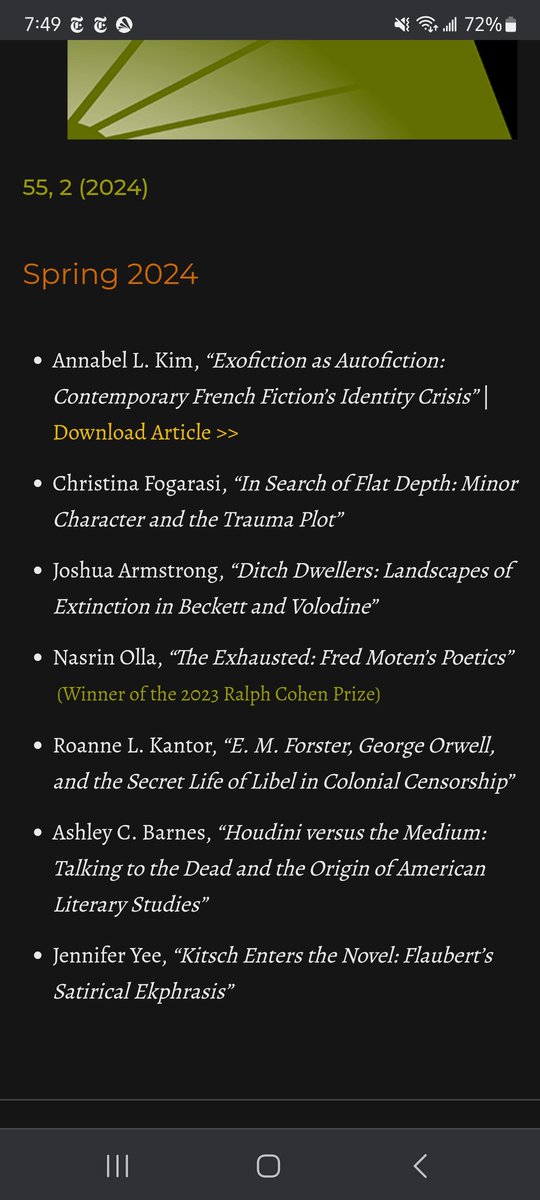 Annabel Kim (@annabel_l_kim) on Twitter photo Happy to have my piece on/against exofiction & French white fragility be the free article in the latest issue of <a href="/NewLitHist/">New Literary History</a>, downloadable at newliteraryhistory.org/wp/wp-content/ā¦! The issue is a great one for French Studies folks with articles on Beckett, Volodine, and Flaubert. Happy to have my piece on/against exofiction & French white fragility be the free article in the latest issue of <a href="/NewLitHist/">New Literary History</a>, downloadable at newliteraryhistory.org/wp/wp-content/ā¦! The issue is a great one for French Studies folks with articles on Beckett, Volodine, and Flaubert.