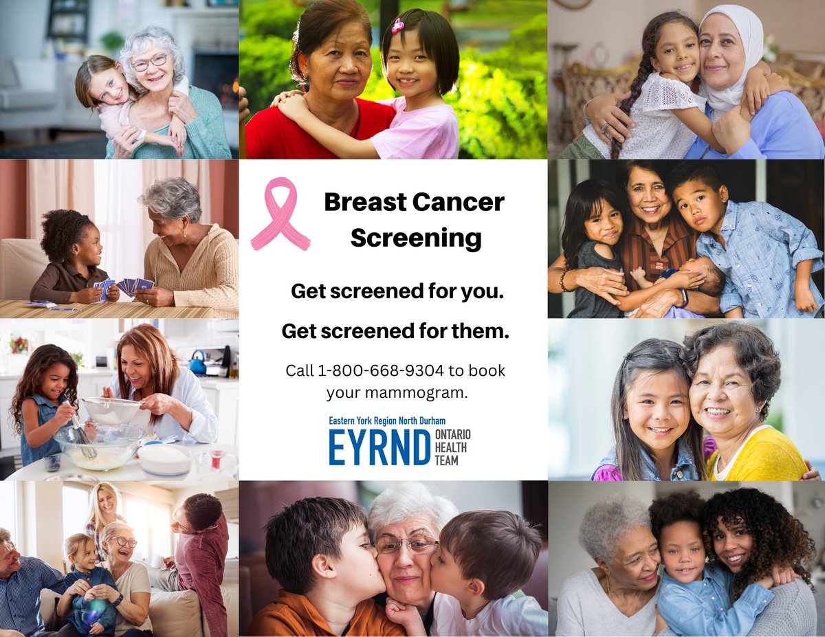 EYRND_OHT's tweet photo. Get screened for you. Get screened for them.
Call 1-800-668-9304 to book your mammogram.

--
#BreastCancerAwarenessMonth #GetScreened #OHTs https://t.co/QSDrkBsloN