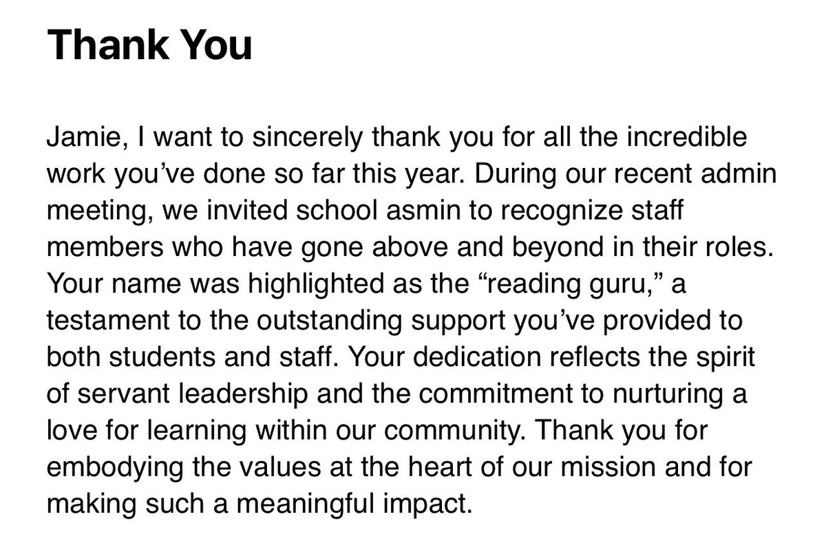 fiteach's tweet image. I received this message from my Director of Education today. What a nice thing to read!