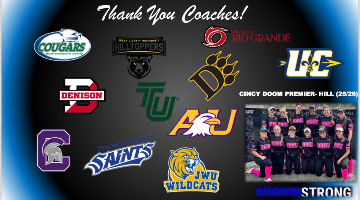 (Coach Jeff) Cincy Doom Premier- Hill (@coachjeffhill) on Twitter photo Thank You Coaches that was able to make it out & watch our Student-Athletes compete this past weekend.
Next up <a href="/SavvyTourneys/">Savvy Softball</a> Easton Rawlings Invite!
WE>Me
#DoomStrong Thank You Coaches that was able to make it out & watch our Student-Athletes compete this past weekend.
Next up <a href="/SavvyTourneys/">Savvy Softball</a> Easton Rawlings Invite!
WE>Me
#DoomStrong