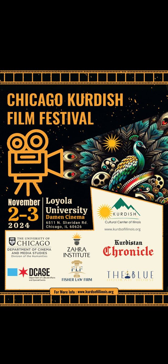 KurdsOfIllinois's tweet photo. KCCI is proud to present the inaugural Chicago Kurdish Film Festival, a two day celebration of Kurdish culture, heritage, and storytelling through the medium of cinema. Our sponsor @KurdChronicle @dcas @zahrainstitute @UChicagoHum 
https://t.co/uY5NscTTHv https://t.co/NDdZnl1cRb