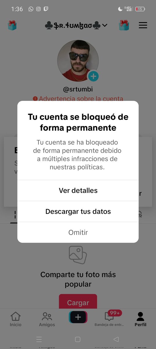 Adiós Tiktok,me acaban de Banear mi otra cuenta con 600 k tras perder la Grande de 2 M. Seguidores hace unos Meses, sin sentido ya lo de Tiktok, Pero No sé preocupen💪 Seguiré dándole a Tope a Twitch y YouTube, Aún así, agradecido con Tiktok porque ahí comenzó Todo, Una pena...