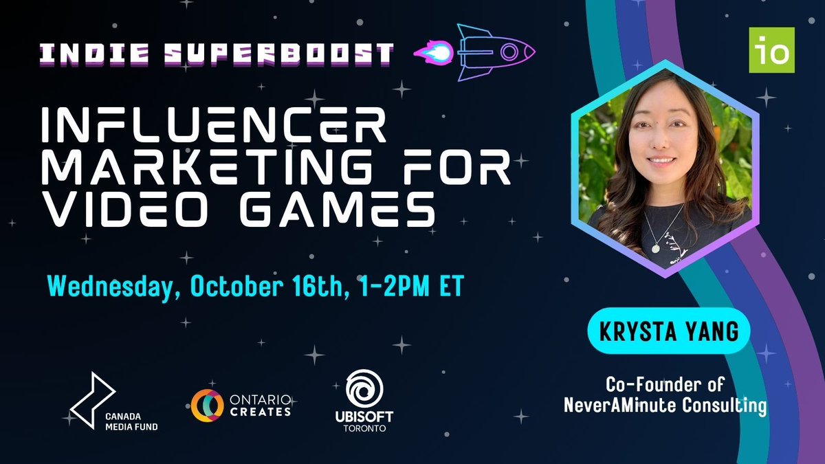 Krysta (<a href="/breath0air/">Krysta Yang</a>) formerly from Nintendo &amp; Co-Founder of <a href="/never_a_minute/">Never A Minute Marketing</a>, is an expert at influencer marketing for #videogames

Join us Wed Oct 16 1pm ET⏰

Free to members of IO &amp; the Canadian Interactive Alliance associations (tagged in pic)

Register lnkd.in/ePNqEnwW