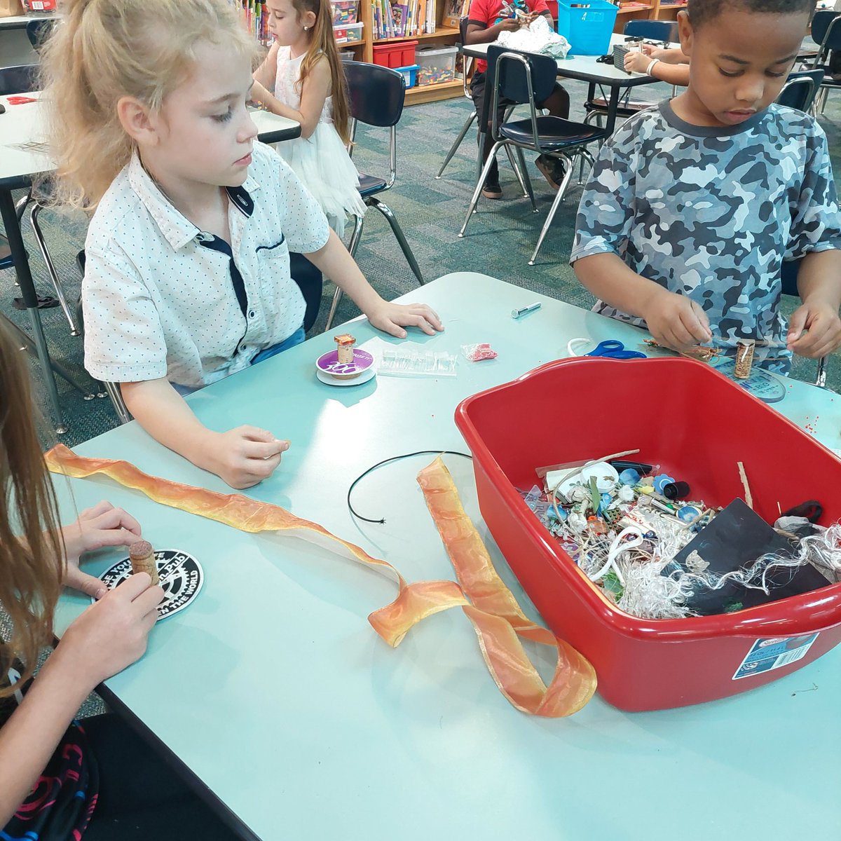 _mtom1's tweet image. 1st graders made their own monster using materials from Welman. Read "I Need my Monster"