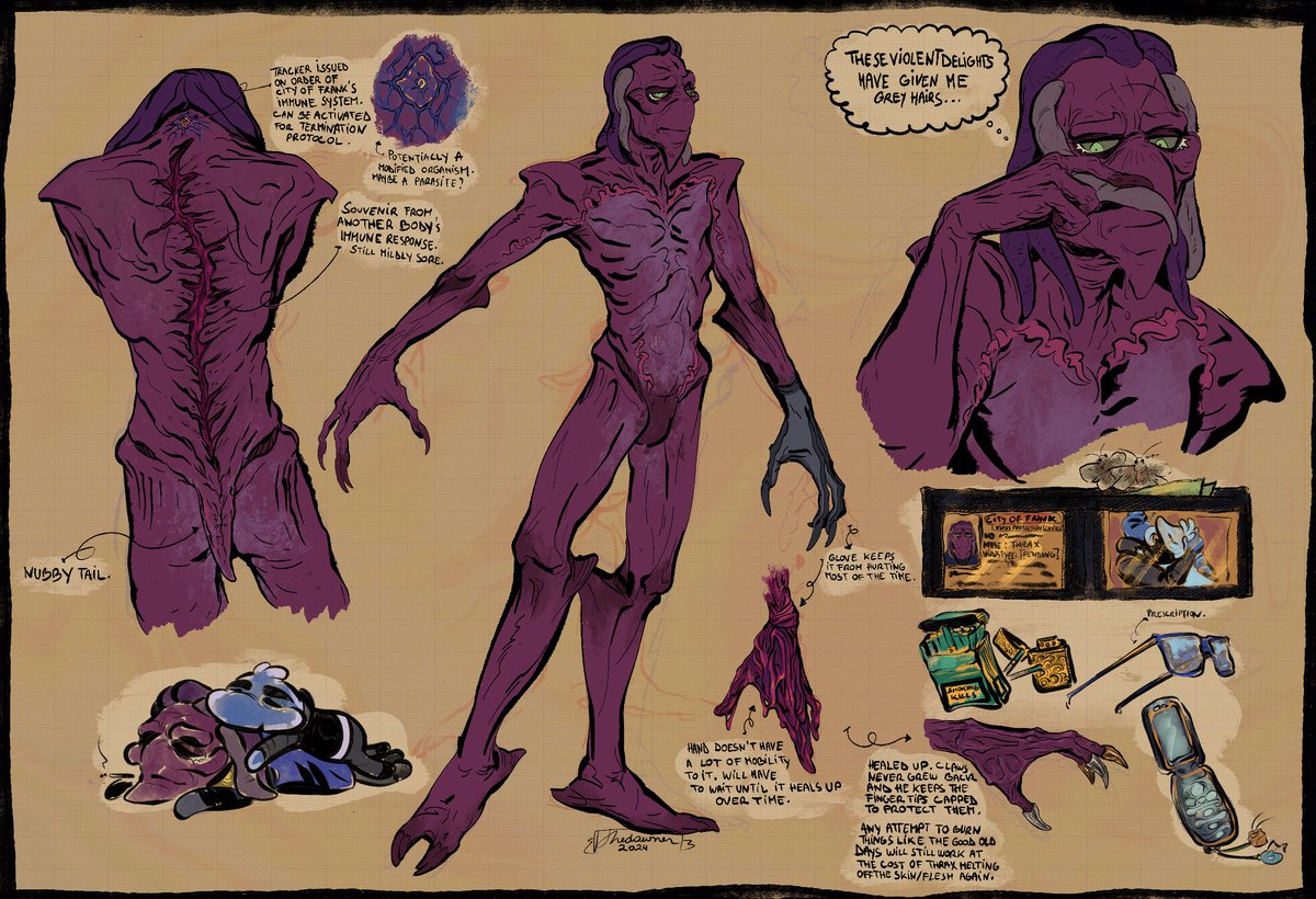 AU!Thrax ref done while binging on Alien movies. Osmosis Jones fanart., image size:1200x820