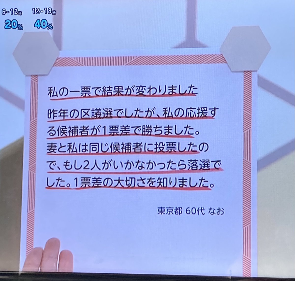 ruikozuka's tweet photo. あ、今あさイチで紹介されたこれ
お友達のアノ人かも！
一票の大事さ！ https://t.co/hIgoMEd0VF