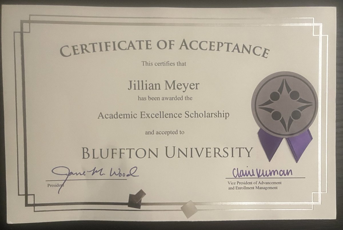 Just received my acceptance letter and certificate in the mail! I’m officially a beaver!!🦫💜🤍
