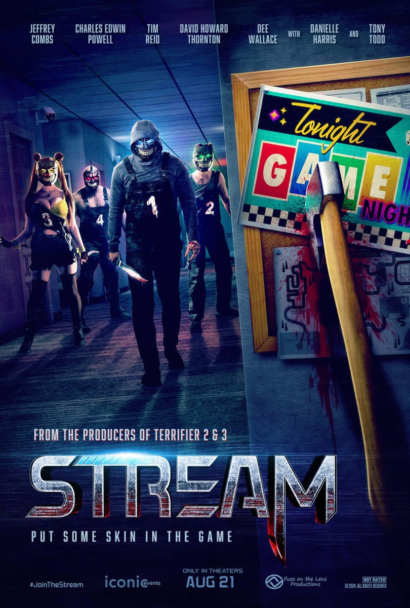#NW Stream (2024)
Starring horror legends Danielle Harris, Jeffrey Combs, Tony Todd, Tim Curry , Dee Wallace, David Howard Thornton aka #ArtTheClown