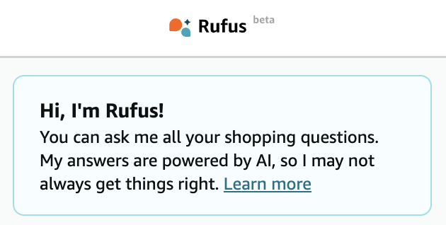 Delighted that Amazon's new AI feature has a masculine name and extra delighted that they went with Rufus