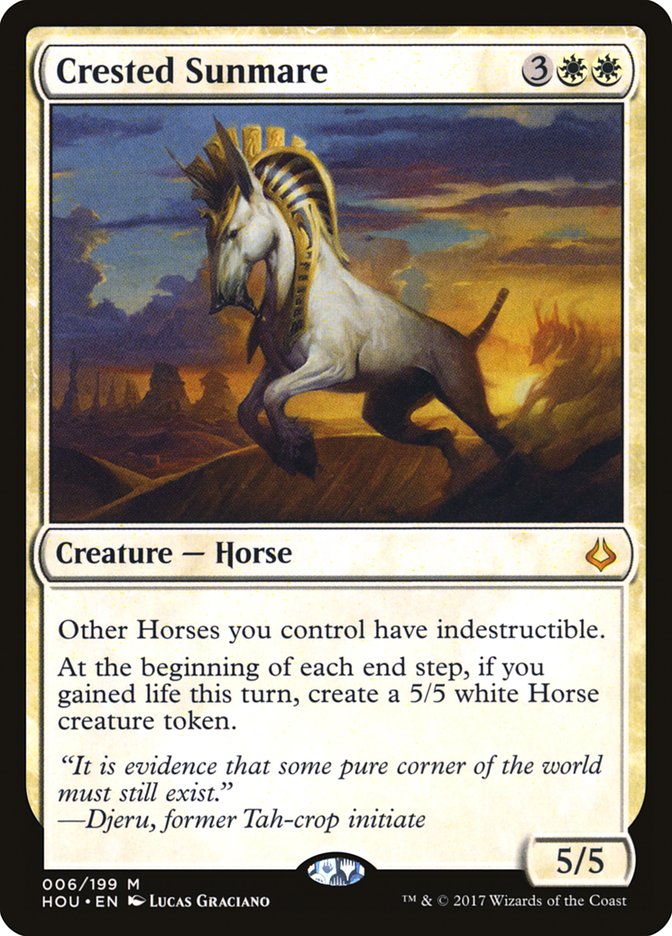 Horses were real cute and innocent until suddenly there were 5 of them with flying, vigilance, indestructible, and gaining massive amounts of life each turn. <a href="/ZPowerHour/">ZPowerHour</a> knows