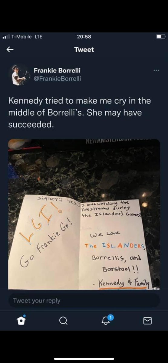 scoopmj's tweet photo. @FrankieBorrelli @Borrellis1955 3 yrs later and she’s still locked into the Isles and we still love your restaurant! https://t.co/JObWxbicLe
