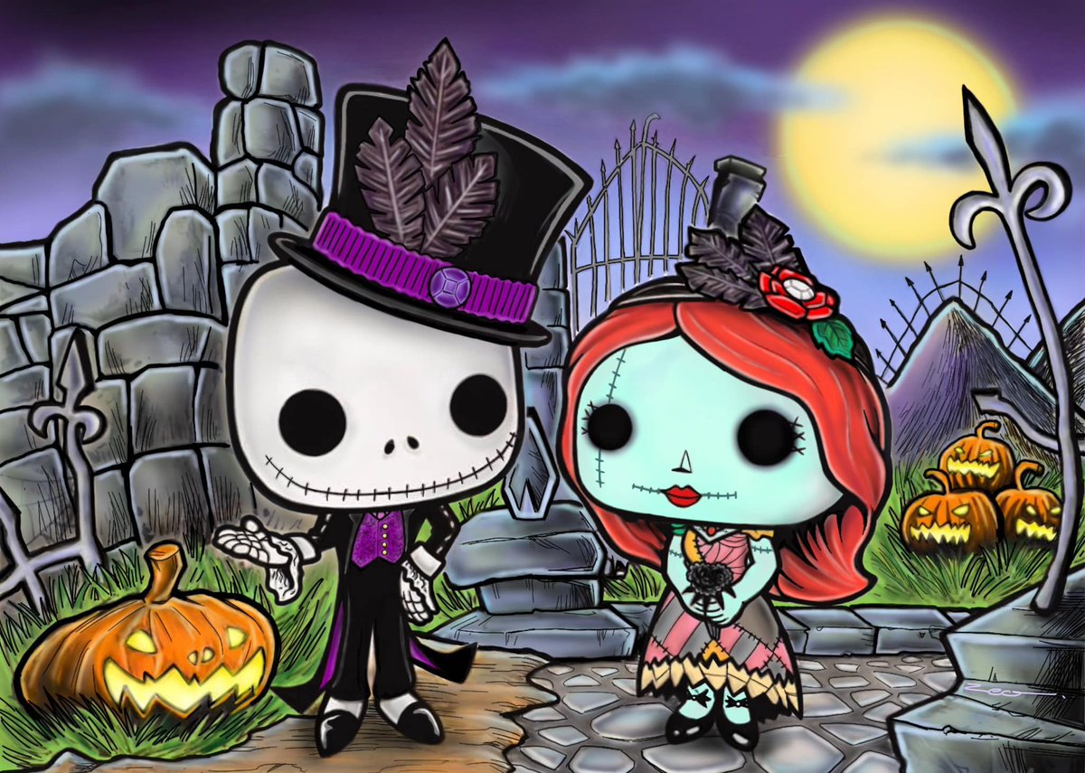 zeolee3's tweet photo. Dapper Jack Skellington & Sally from #TheNightmareBeforeChristmas I used to adore this movie and I picked this commissioned piece back from 2019 to recolorize as digital. I mean Halloween is getting closer and you gotta have some friendly spooky post.
#funko #funkodigital https://t.co/5NaSkgsaN5