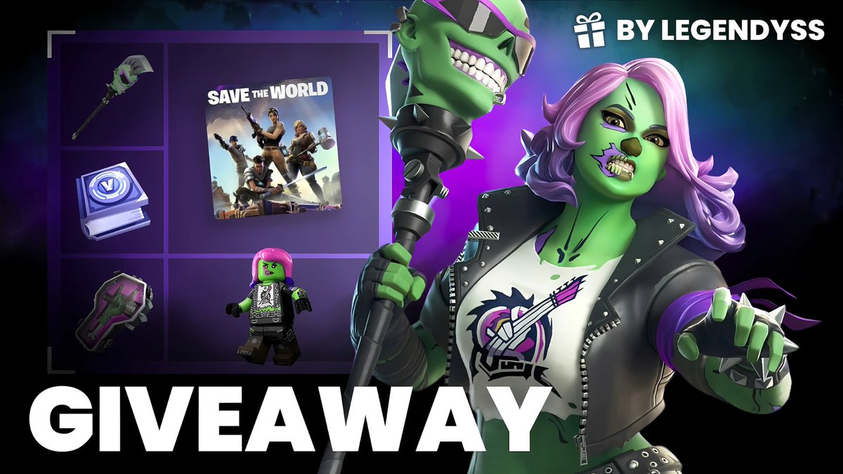 Legendyss's tweet photo. 🎃 SORTEIO PACOTE GHOUL PUNK 🧟‍♀️🤘

Contém: 
- 1500 vbucks
- Skin (com estilo Lego), picareta e mochila
- Acesso ao Salve o Mundo

🎟️ Requisitos:
👥 Seguir @Legendyss &amp; @shdle0 
❤️ Like + 🔁 Retweet 
💬 Marcar um Amigo

#Fortnite #Fortnitemares https://t.co/z8n0yxDSHp