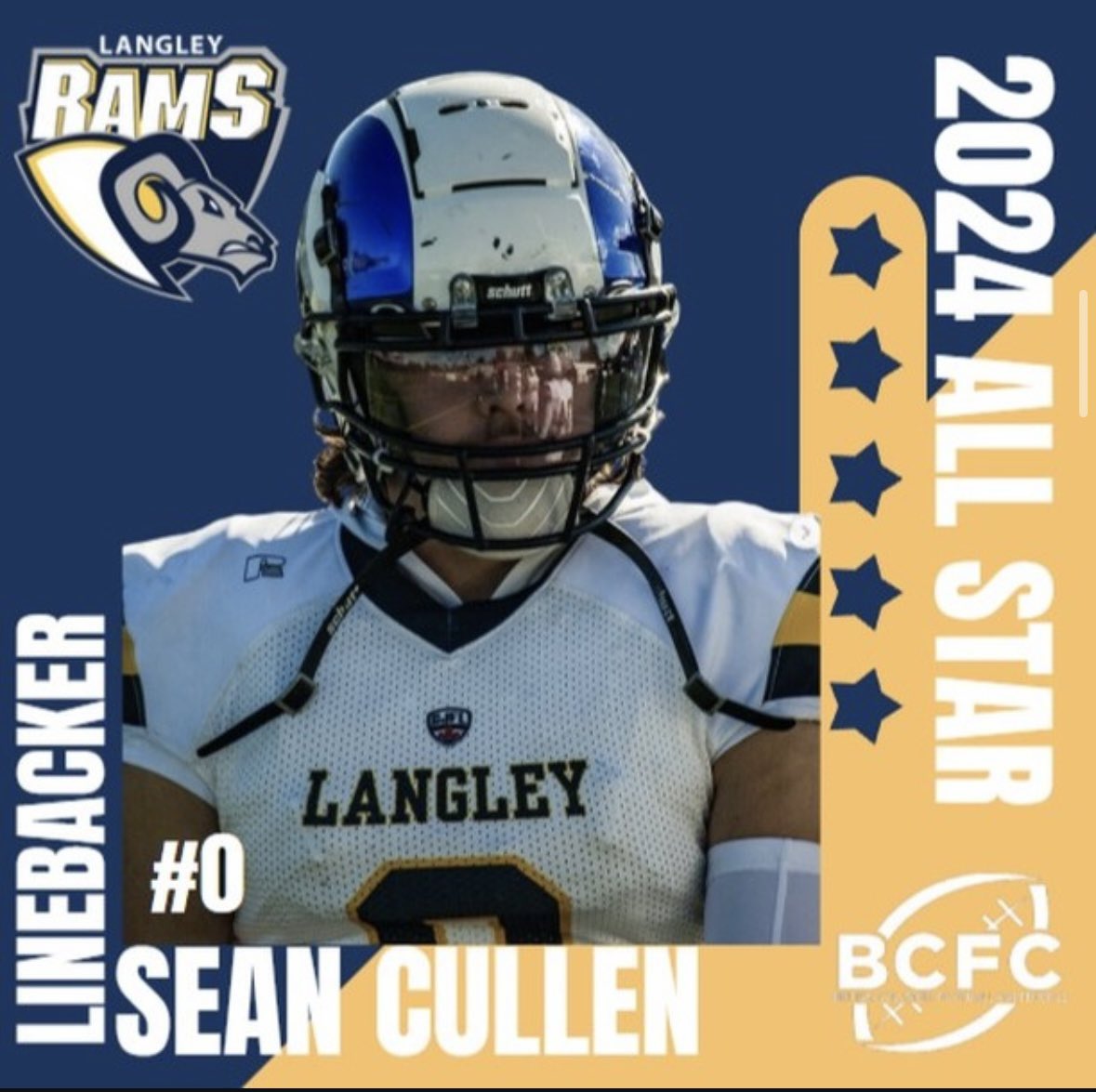 Very proud to be named a BCFC all star linebacker! <a href="/LangleyRams/">Langley Rams</a> <a href="/JordanMcCartyQB/">Jordan McCarty</a>