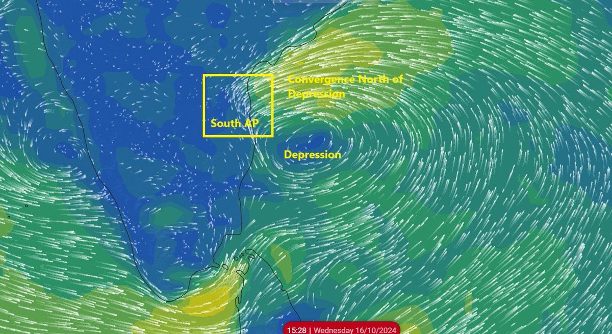 Some good news for KTCC (Chennai) - Steady rains to continue for a while
--------------------
Though the Depression is expected to cross over Chennai, the convergence of winds will be north of the crossing area so people of Chennai can relax a bit. The extreme rains today from