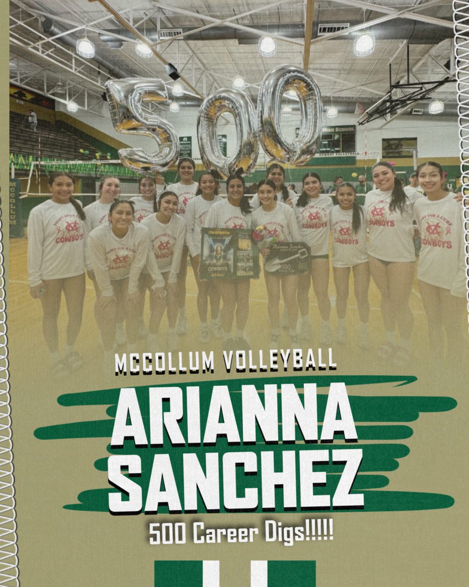 Mc_Cowboys's tweet photo. Congratulations Arianna Sanchez for earning your 500 Career Digs!! We are so proud of you! https://t.co/iG12VwPzQE