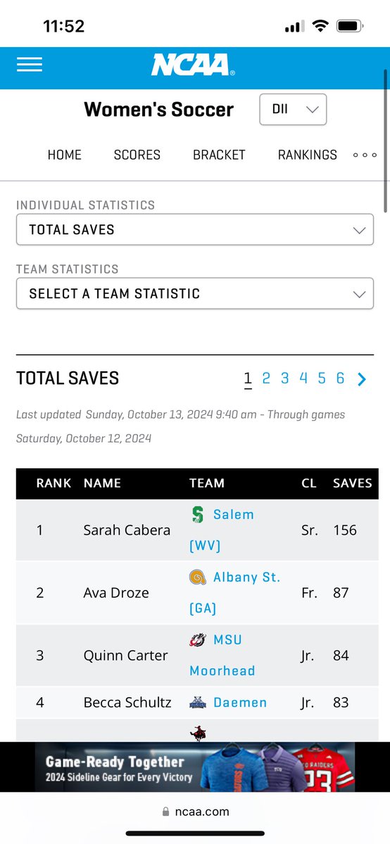 ava_droze's tweet image. So glad to move up to 2nd and 3rd in the nation in dII for saves per game and total saves!!! #d2 #classof2028 #goalkeeper