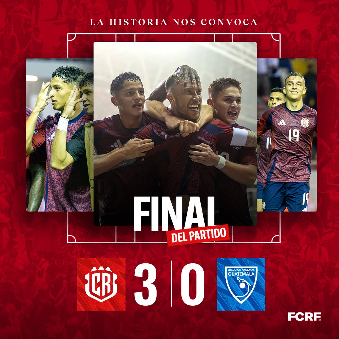 laselecrc_'s tweet photo. ¡TERMINA EL PARTIDO! ¡GANAMOS!🤩

🇨🇷 3-0 🇬🇹

#FCRF #LaSele https://t.co/88vECtDfy7