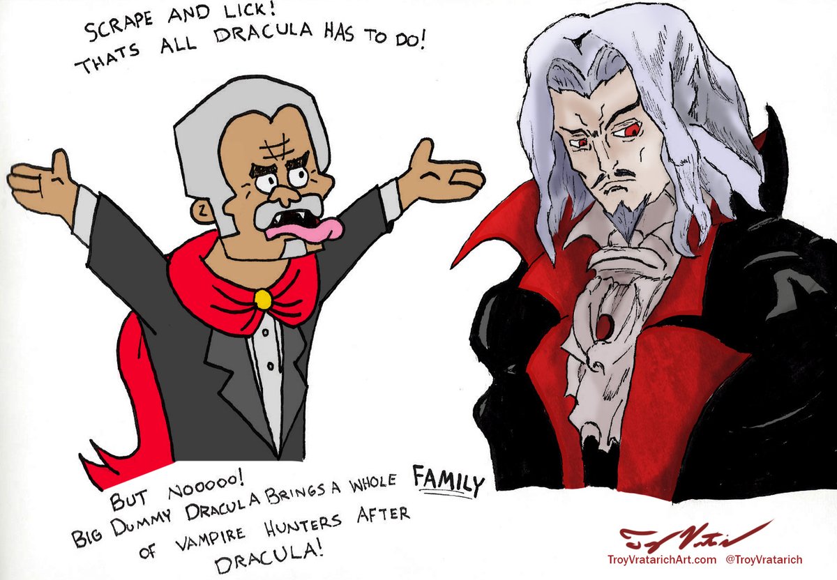 Day 9: The TRUE Dracula talking to some cheap knock-off Dracula.
#drawtober #drawtober2024 #TheGrimAdventuresofBillyandMandy #billyandmandy #Castlevania #Dracula