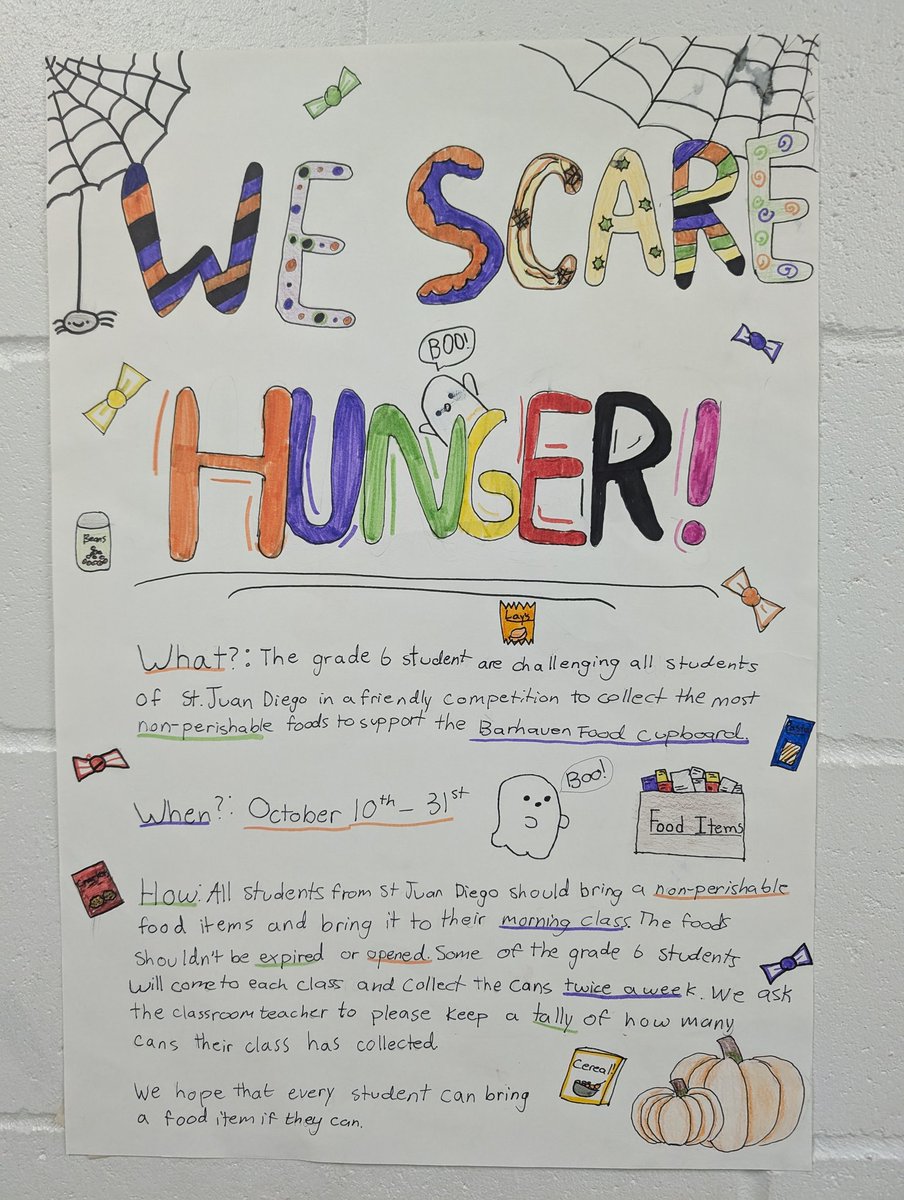 Don't forget to donate canned foods and to buy pumpkin raffle tickets <a href="/StJuanDiegoOCSB/">St. Juan Diego School</a> ! The race is on to get me slimed!!!