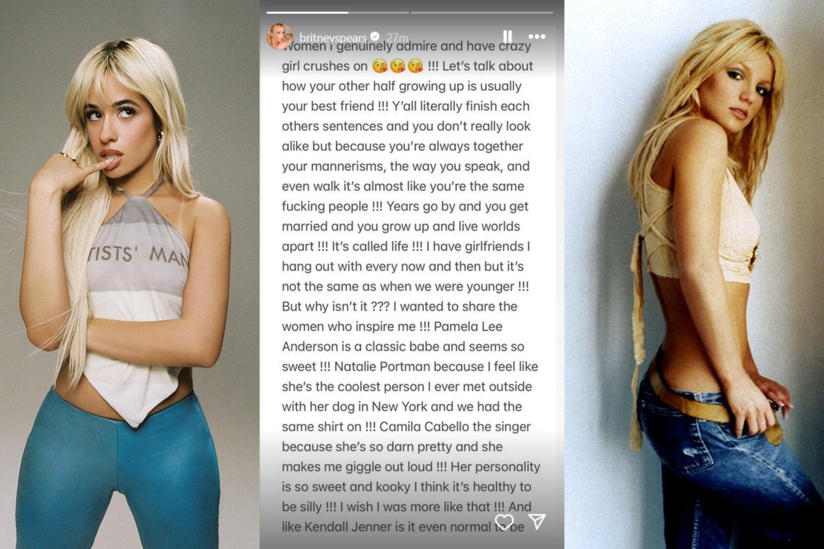 MoonshineTeam's tweet photo. Britney Spears sobre Camila 💕

"Quería compartir las mujeres que me inspiran... Camila Cabello, la cantante, porque es muy linda y me hace reír a carcajadas. Su personalidad es tan dulce y estrafalaria que me hace creer que es saludable hacer tonterias. Ojalá yo fuera más así " https://t.co/YH8EpZvxRf