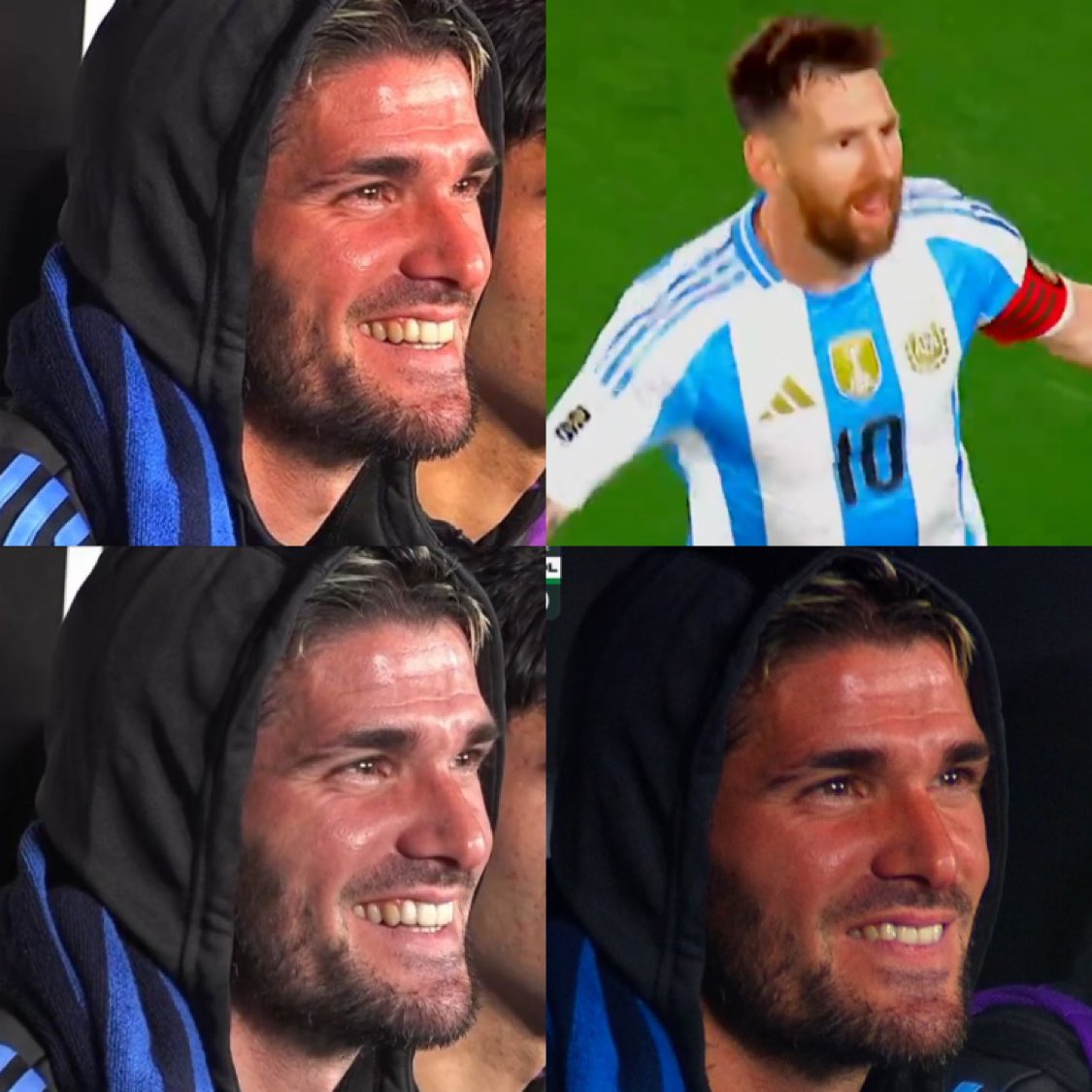 Rodrigo De Paul, mirando el show de Lionel con los ojos brillosos.

Somos todos.