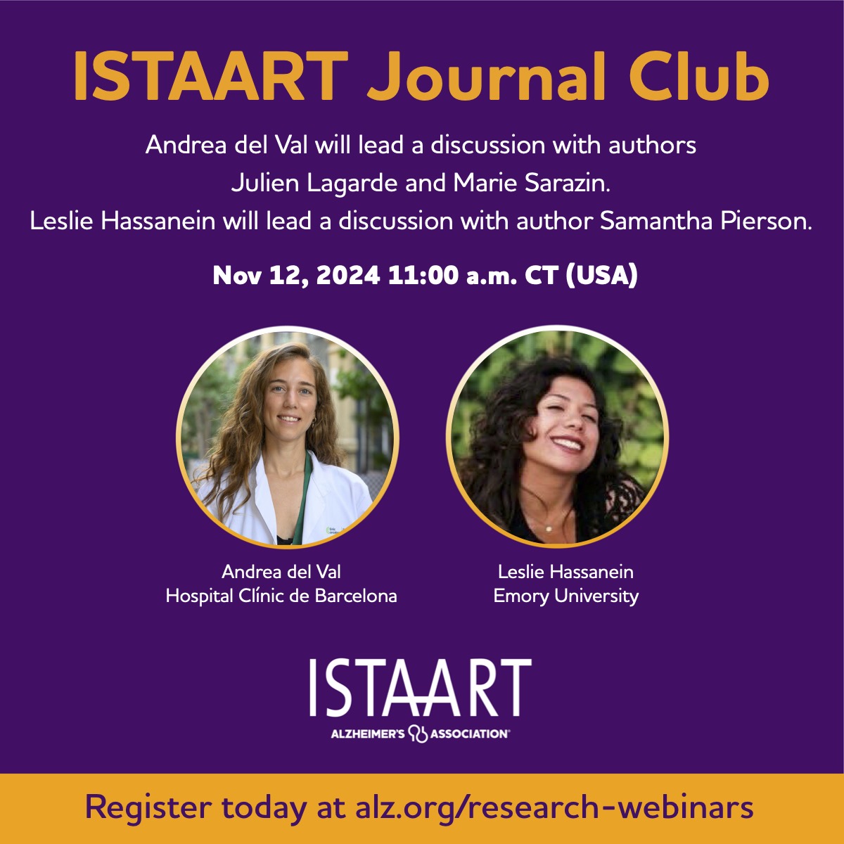 <a href="/ISTAART/">ISTAART</a> Journal Club: Hosted by <a href="/NSS_PIA/">Neuromodulatory Subcortical Systems PIA</a>🔵
-Nov 12, 2024 11:00 AM CT (USA)-
✏️Registration: alz-org.zoom.us/webinar/regist…
Two papers on NSS will be reviewed 🔽 see more below