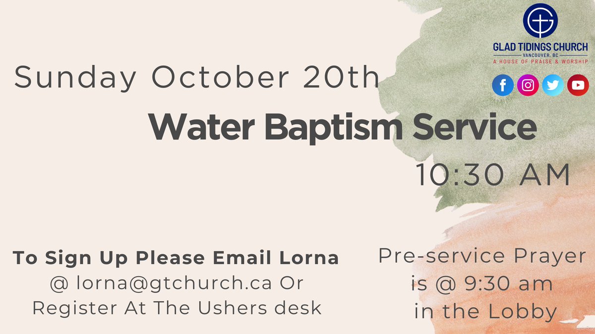 gtVancouver's tweet photo. We are excited for you to join us for our special Baptism and Communion service on Sunday. https://t.co/V1WVm4G2DT