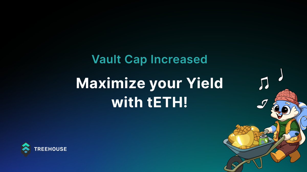 $tETH Vault Cap Lifted! 🔥

Stake to unlock Market Efficiency Yield (MEY) and lay the foundation for the Decentralized Fixed Income Layer 🚀

📌 app.treehouse.finance 
🌐 treehouse.finance/blog/new-vault…  

#Treehouse #GoNuts #SquirrelArmy #FixedIncome